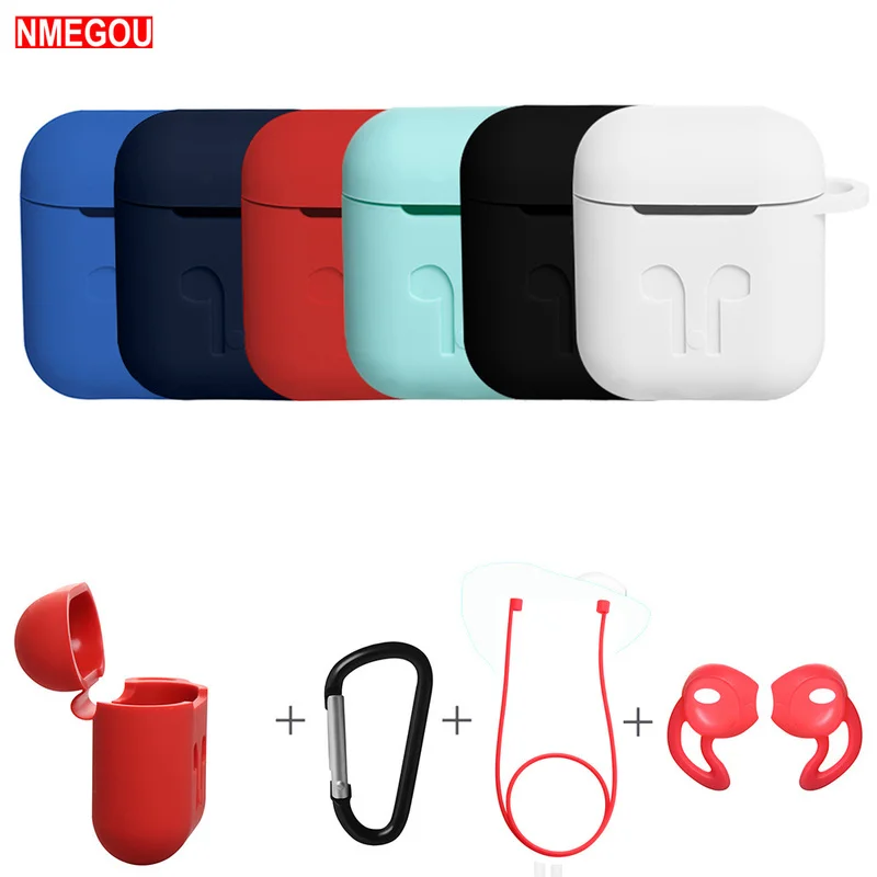 4 In 1 Earphone Silicone Case Anti-lost Wire Eartips for Apple Airpods Air Pods Bluetooth Wireless Headphone Accessories