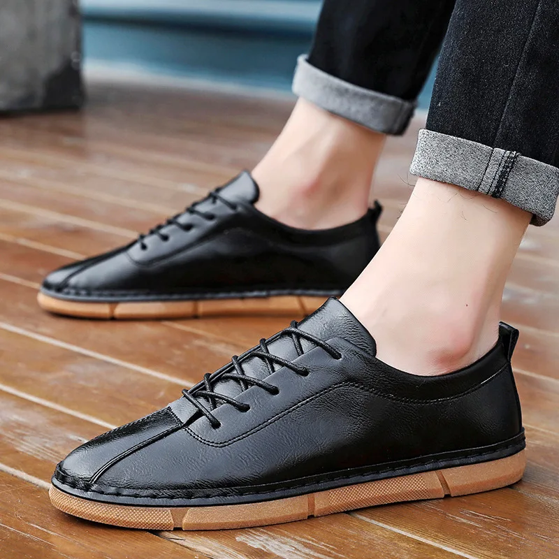 

Autumn Shoes 2019 Moccasins Men Casual Shoes British Style Popular Men Flats Fashion Small Pu Single Shoes New