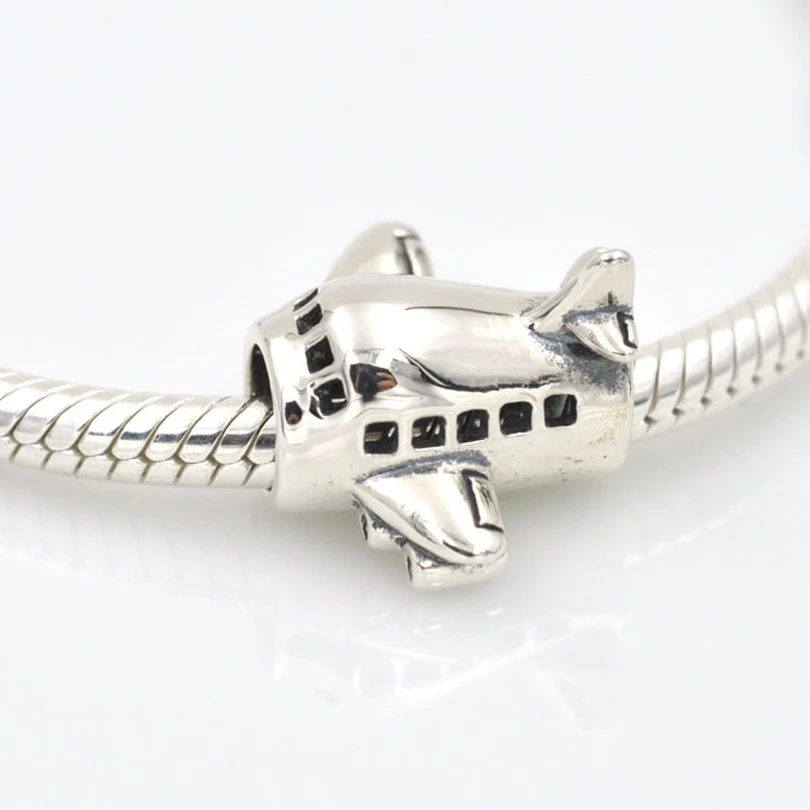 

New! Original Pure 925 Sterling Silver Beads Airplane Charm Bead Fits Pandora Charms Bracelet Necklace DIY Jewerly Making