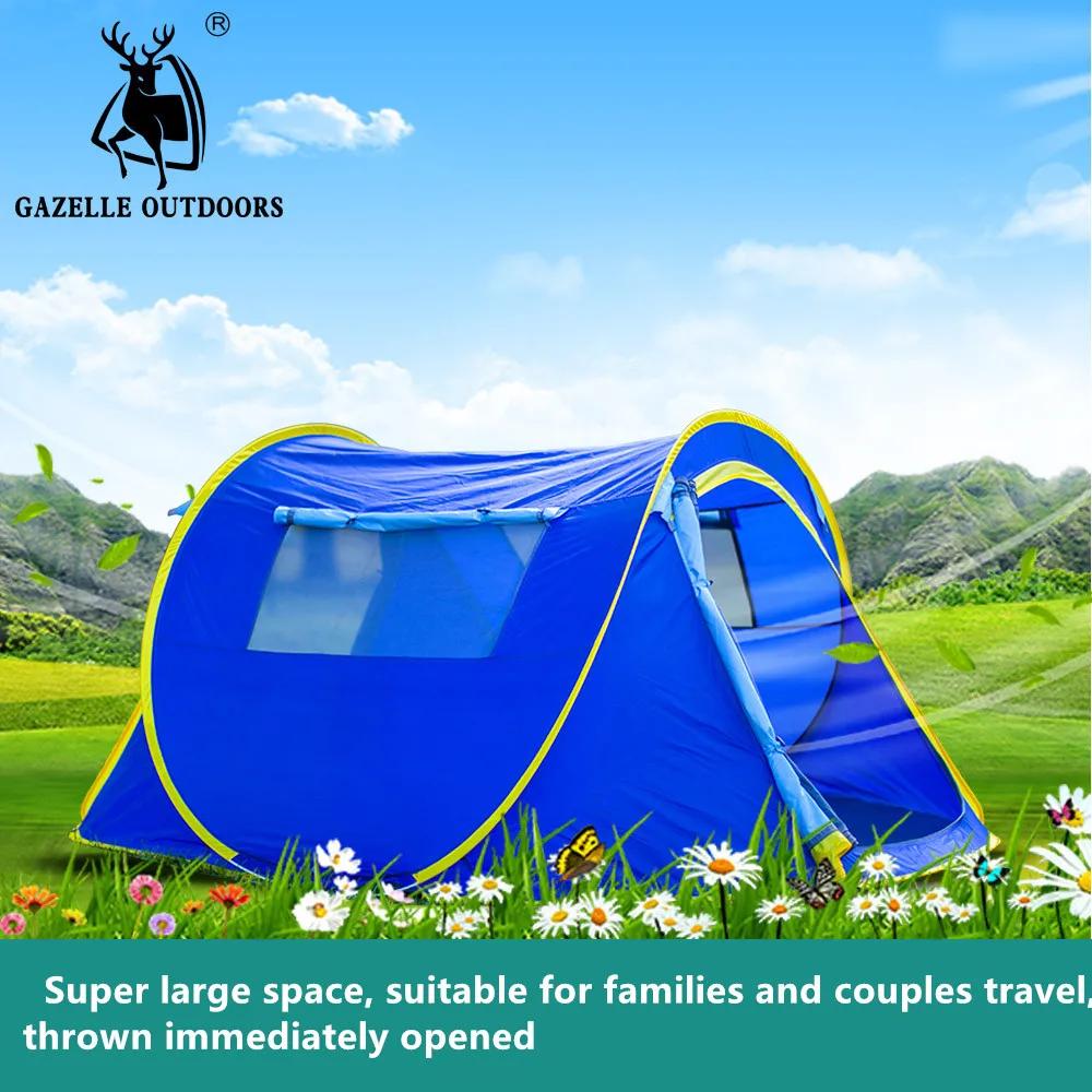

HUI LINGYANG Pop Up Camping Hiking Beach Tent Automatic Setup Easy Foldable Beach Shelter with anti-UV Coating for 3-4 Person