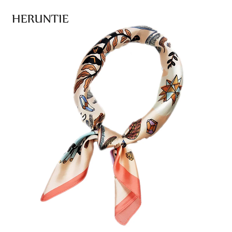 2019 spring summer Women Square scarf Silk satin Head Neck Scarf Skinny Retro Hair Tie Band Small Fashion Square Scarf 60*60cm