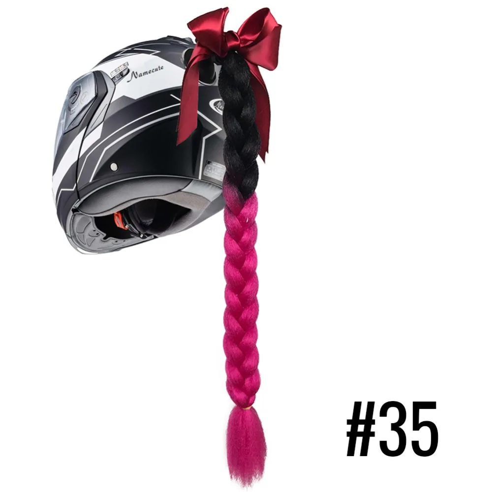 Мотоциклетный шлем косички женщина косички парик для мотоциклетных шлемов 11 цветов твист двойной косичка хвост с присоской лук