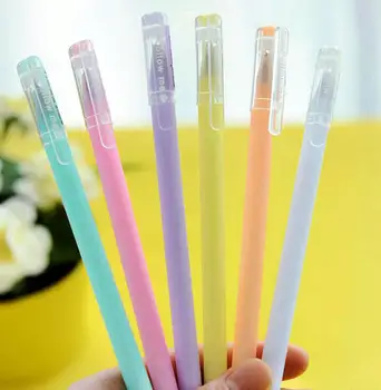 

25PCS Fresh Simple Candy Color Gel Pen School Office Supply Student Stationery 0.38mm Black Ink Writing Signing Kids Gift