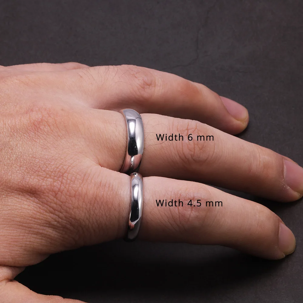 Real Pure 925 Sterling Silver Rings For Women And Men Simple Ring Smooth High Polishing Wedding Band Ring For Lovers Couples