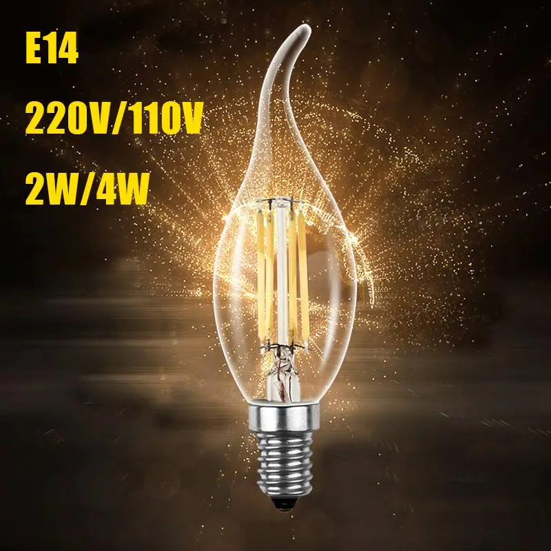

E14 4W LED COB Filament Light Candle Bulb Chandelier 440LM 220V Dimmable Cold White