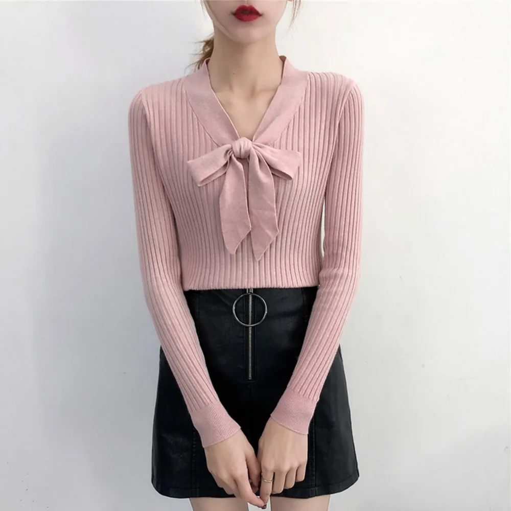 2018 Hot Autumn Elegant Pink Sweet Korean Style Women Pullover Sweaters ...