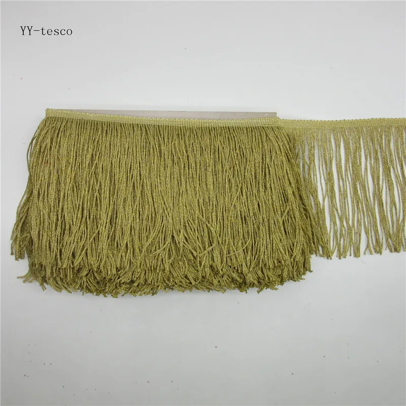 

YY-tesco 1Yards 15cm Wide Gold Lace Fringe Trim Tassel Fringe Trimming For Latin Dress Stage Clothes Accessorie Lace Ribbon