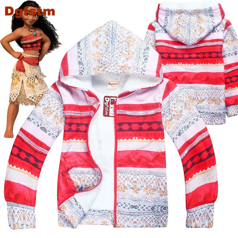 

Cashmere Girls Winter Coat Long Sleeve Children's Winter Jackets Thicking Fleece Boys Winter Coats Sweatshirt Moana Costume Kids