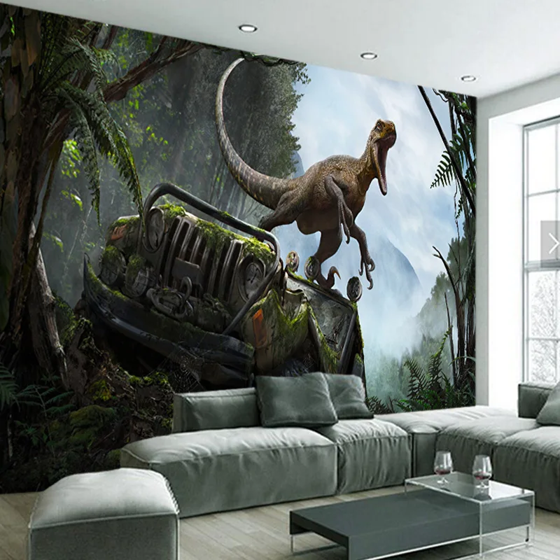 

Custom papel de parede infantil, forest dinosaur mural for boy room sofa background decorative wallpaper