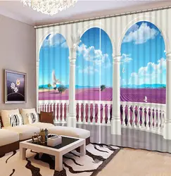 Занавес окна шторы для гостиной мраморный столб Моды 3d шторы Украшение Дома