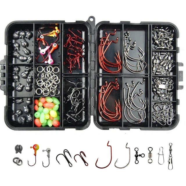 150Pcs/Box Fishing Accessories Kit Including Jig Head Hooks Rings Sinker  Swivel Snaps Beads Fishing Tackle Kit Box - AliExpress