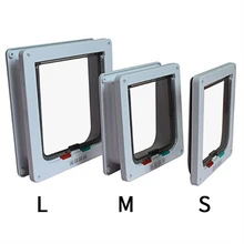 Дверь для питомца, 4 способа запирания, дверь для собаки, кошки, котенка, дверь для безопасности, заслонка, дверь из АБС-пластика, S/M/L, для животных, маленьких домашних животных, кошек, собак, ворот, товары для домашних животных