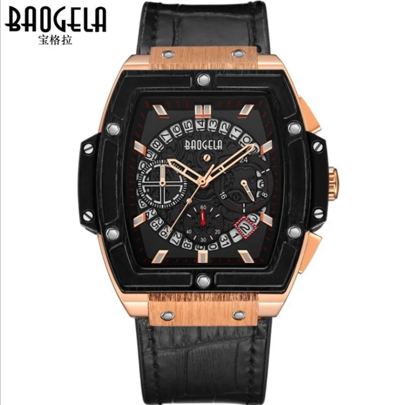 

BAOGELA Tonneau Type Men's Watch Multi-function Men's Sports Quartz Watches