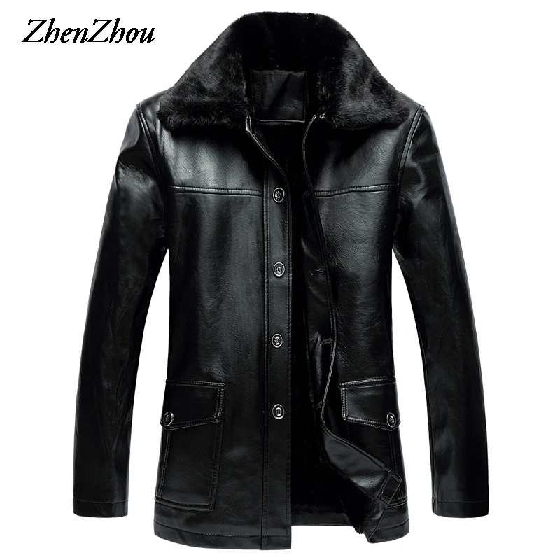 

Solid Casual Leather Jacket Men's Coat Business 2019 Fashion Winter Jacket For Men Leather Jackets Plus Size L-6XL Top Quality