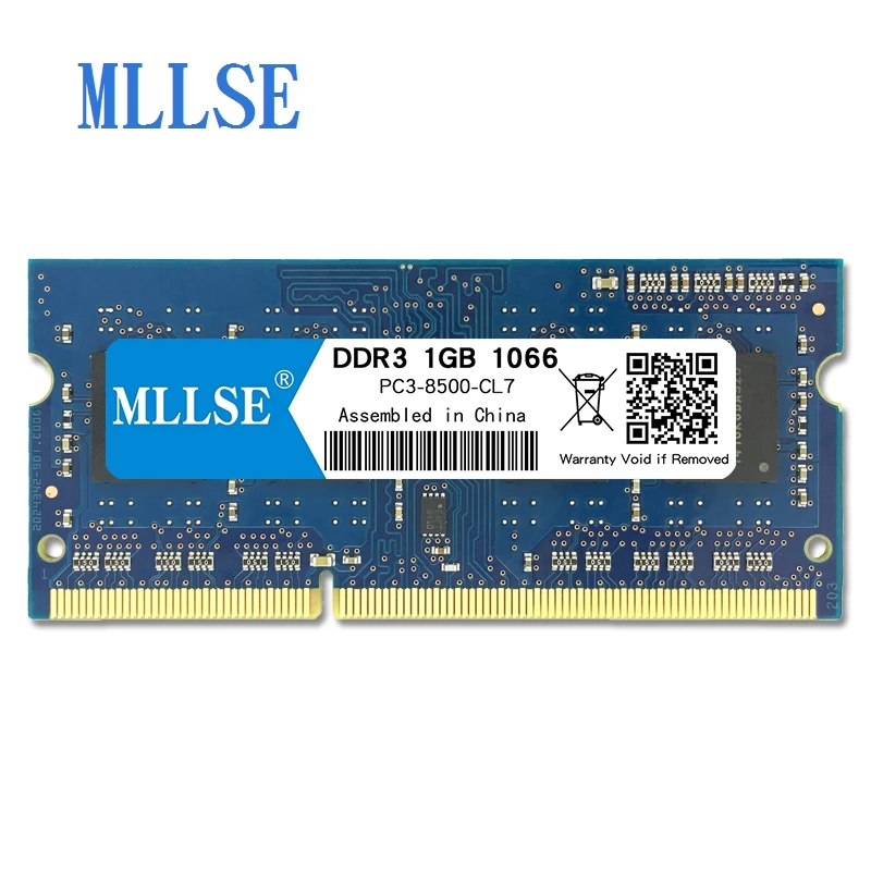 Mllse ноутбук Sodimm ram DDR3 1 ГБ 1066 МГц 1,8 в память для ноутбука PC3-8500S 204pin без ECC ноутбук ram memoria