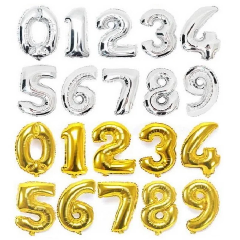 

Large Gold Silver 40inch Number Balloons Foil Balloon Birthday Wedding Party DIY Decoration Supplies Celebration Digit 012345678