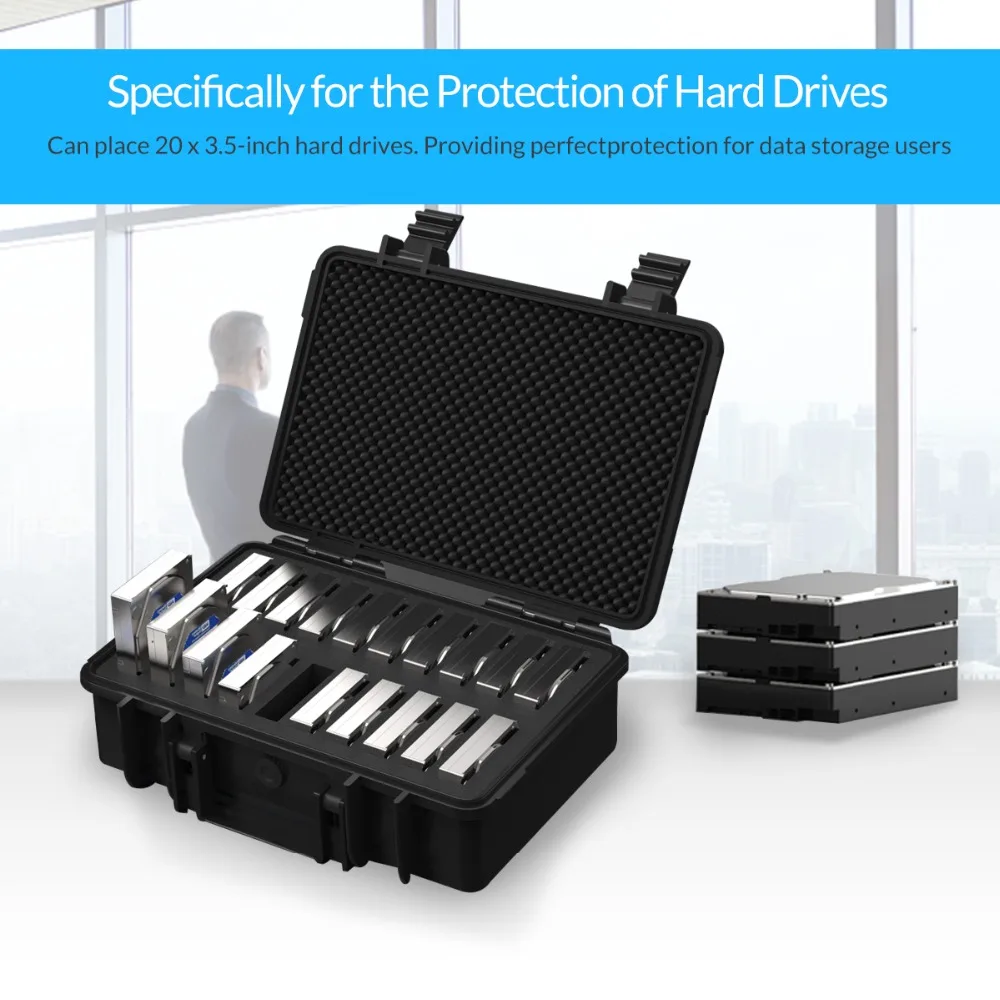 Funda protectora de disco duro ORICO 20-bay de 3,5 pulgadas con resistente al agua a prueba de polvo a prueba de golpes almacenamiento y protección HDD (PSC-L20) - 5