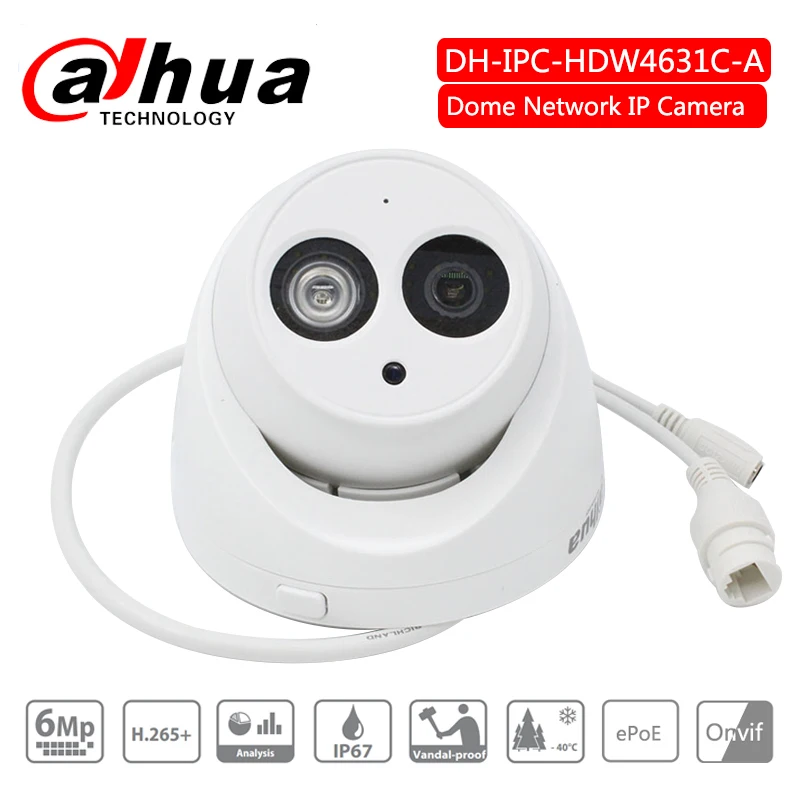 Dahua DH IPC-HDW4631C-A HDW4433C-A 6MP 4MP HD IP Сетевая камера Встроенный микрофон POE IR IP67 IK10 камера ночного видения CCTV Dahua