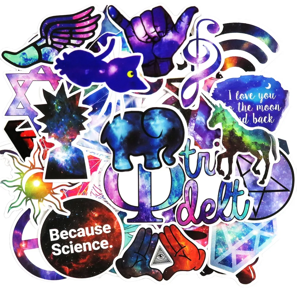 50Pcs Galaxy Stickers Funny Anime Cartoon Sticker for Children Laptop Bicycle Suitcase Guitar Luggage Skateboard Car Vinyl Decal3