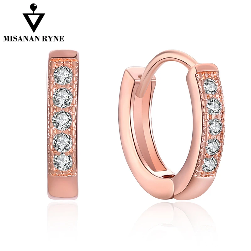 

MISANANRYNE 2019 Rose Gold Color Classic Earrings Womens CZ Zircon 928 hoop earrings For Women Party Gift Jewelry