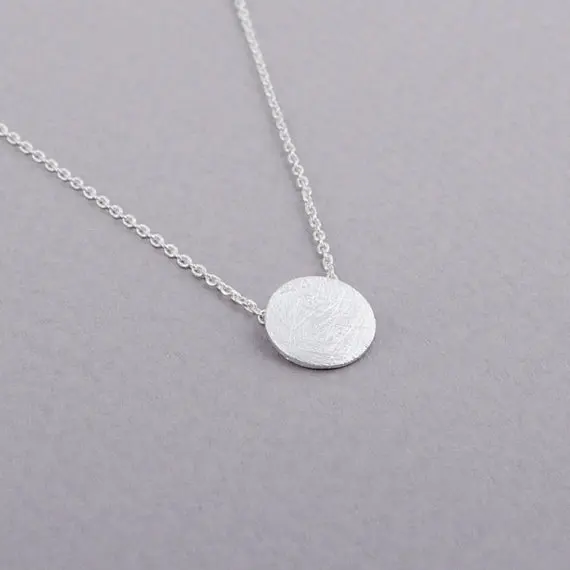 Brushed Round Circle Necklace in Silver.jpg