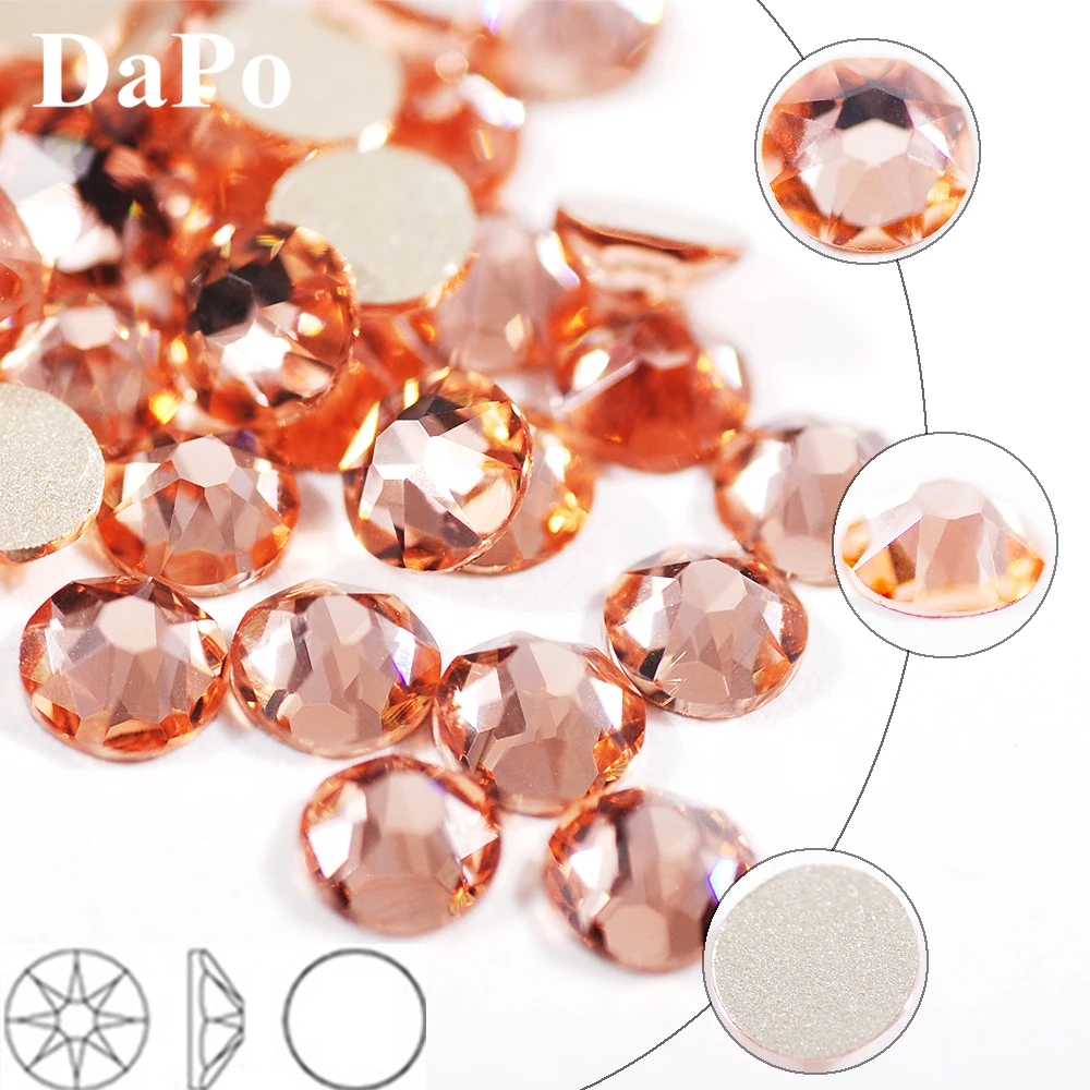 

8 Big 8 Small Cut Surface SS20 Champagne Color Non Hotfix Small Nail Art Glue On Flatback Austrian Crystal Decor Rhinestone 2088