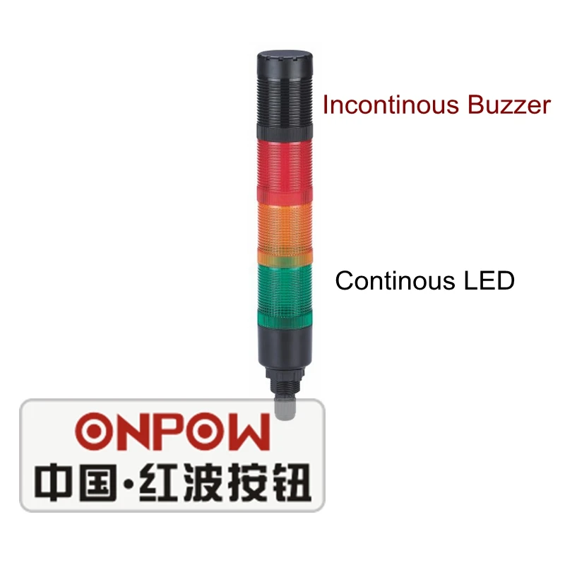 ONPOW 40mm 24V Red Green Yellow continous LED light with incontinous