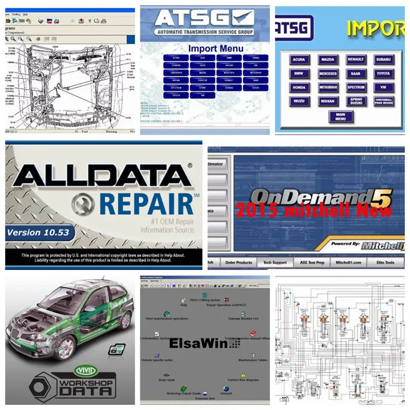 2020Hot Alldata программное обеспечение для ремонта авто 10 53 Mit/chell od5 2015 тяжелый грузовик