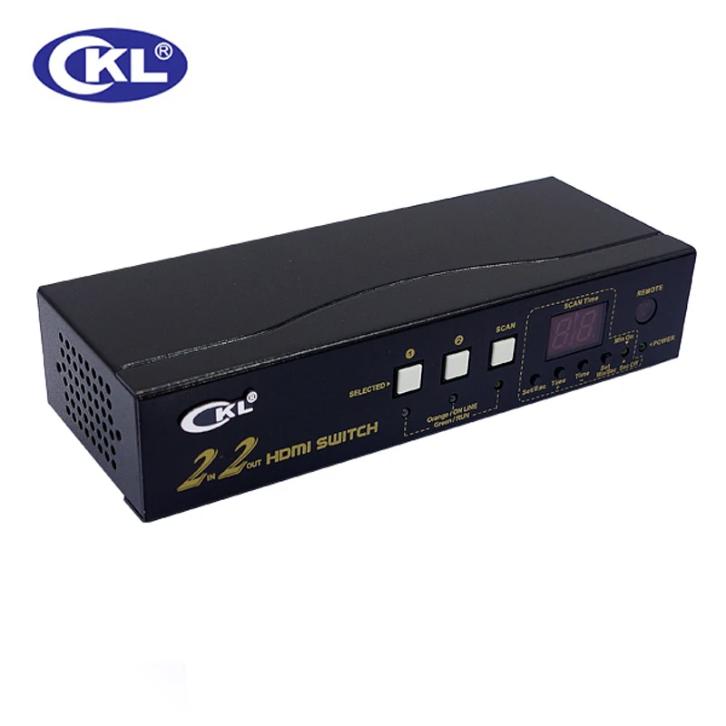 CKL-222H High-end 2x2 HDMI переключатель сплиттер контейнер под элемент питания 2 в 2 предназначены для ПК для контроля уровня сахара в крови с ИК-пульт дистанционного управления RS232 Управление Поддержка 3D 1080 P