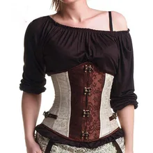 Brown Vintage Sexy Steampunk Corset Underbust Steel Boned Corsets And Bustiers Sexy Gothic Clothing Burlesque Korsett For Women