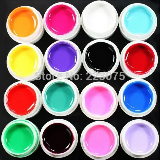 Hot DIY 16 Pcs Solid Color Mix Pure Nail Art UV Builder Gel Set for Acrylic False Tips | Красота и здоровье