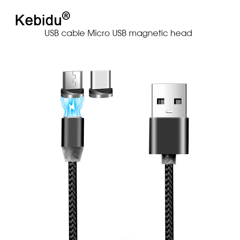 kebidu LED Magnetic Cable For 8Pin Micro USB Type C Phone iPhone X Xr Xs Max Samsung 1m 2A Fast Charge Magnet Charger | Электроника