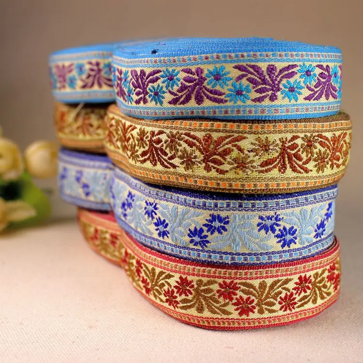 

1yard/pack 1"(25 mm) Folk embroidery Cuff webbing ribbon Computer embroidery Ancient costume ruban decoratif ribbon T-084