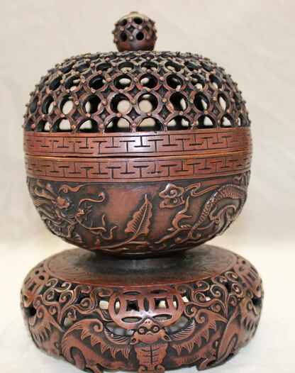 xiuli 003447 8&quot Tibet Bronze Buddhism FengShui Dragon Coin BAT Statue Incense Burner Censer | Дом и сад