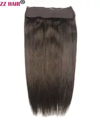 Zzhair 100 г 120 г 150 г 200 г 16 "-24" машина сделала Реми Halo волос флип в Пряди человеческих волос для наращивания комплект из одного предмета-клипы