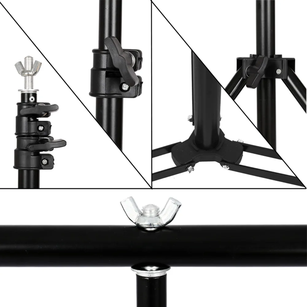  Photography T-shape Background Stand Adjustable Backdrop Frame Multiple Sizes Support System Kit Fo