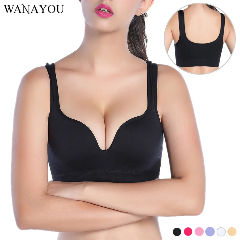 

WANAYOU Sexy Women Push Up Sports Bra,6 Colors U-neck Wire Free Seamless Shakeproof Breathable Racerback Fitness Yoga Tops Vest