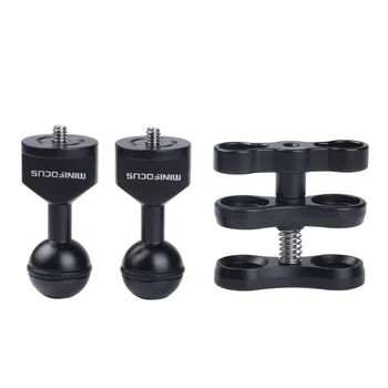 

MINIFOCUS 3 in 1 Accessories Kit Dual Holes Ball Clamp Mount for Underwater Waterproof Diving photography Camera