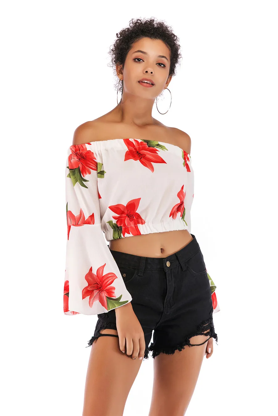Gladiolus Off Shoulder Spring Autumn Blouse Women 2019 Flare Sleeve Sexy Leopard Print Crop Top Shirt Women Blouses Ladies Tops (30)