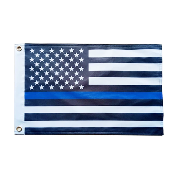 Blue Line usa Police Flags, 53X23cm Thin Blue Line USA Flag Black White