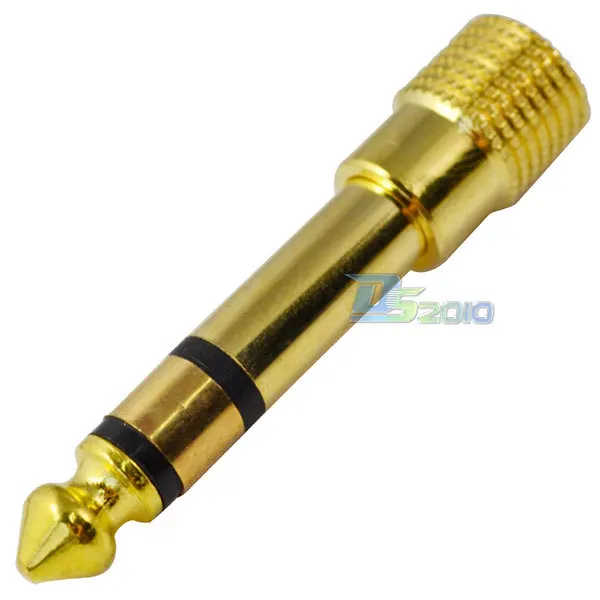 

High Quality1/4 6.35mm Plug to 3.5mm 1/8" Jack Gold Audio Stereo Converter Adapter Connector