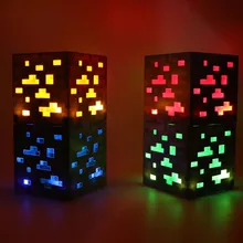 4 Colors Minecraft Light Up Greenstone Orangestone Ore Square Minecraft Night Light LED Figure Toys Light