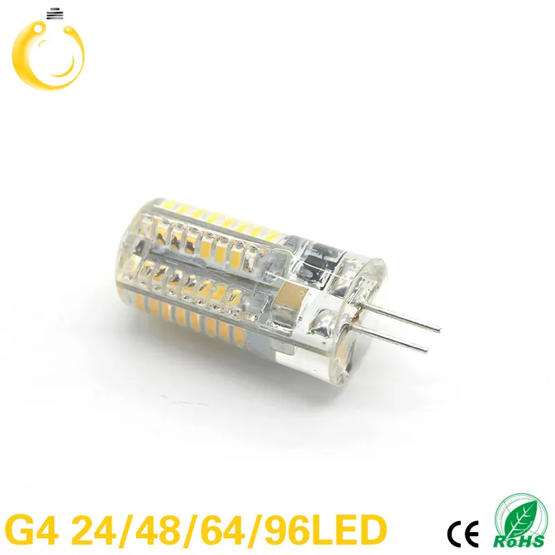 10 шт./лот DC12V AC220V G4 Светодиодная лампа SMD 3014 3 Вт 7 8 12 LED теплый белый светодиод 360