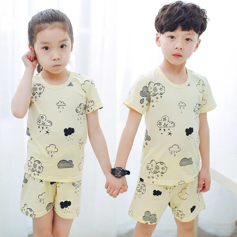 

Fashion T Shirts For Boys Kids Cotton Tops Children Summer Cloud Print Shirts For Girls O-Neck Tees Toddler Short Sleeve Clothes