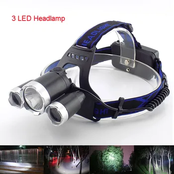 

3 LED Headlamp T6 Headlight Rechargeable Frontal Flashlight Head Torch Night Lamp Lantern Super bright Head Lamp 2X18650 Battery