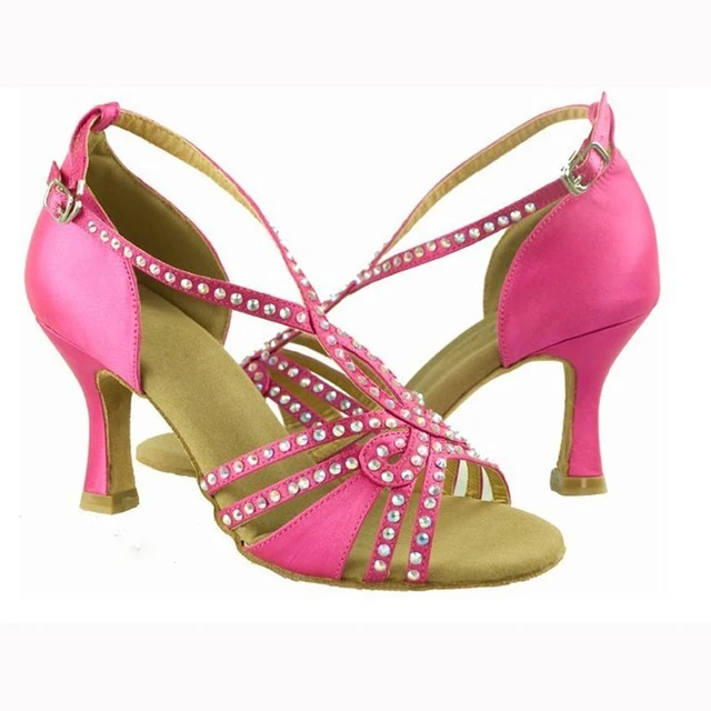 Buy Women Ballroom Latin Dance Shoes Pink Rhinestone
