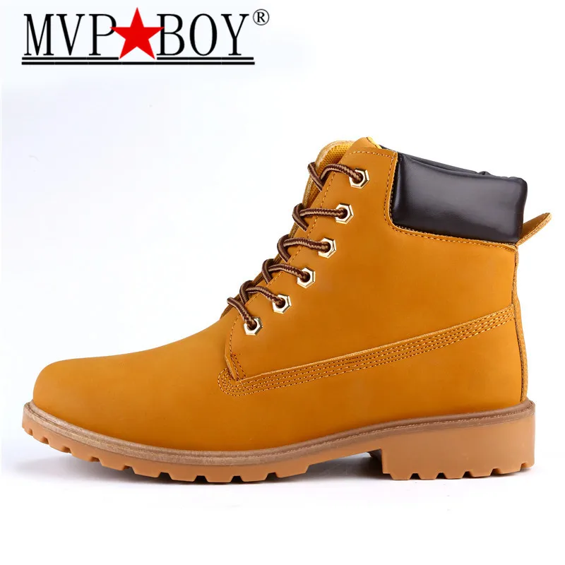 MVP BOY Faux Suede Leather Men Boots Spring Autumn And Winter Man Shoes Ankle Boot Men's Snow Shoe Work Plus Size 39-46 | Обувь