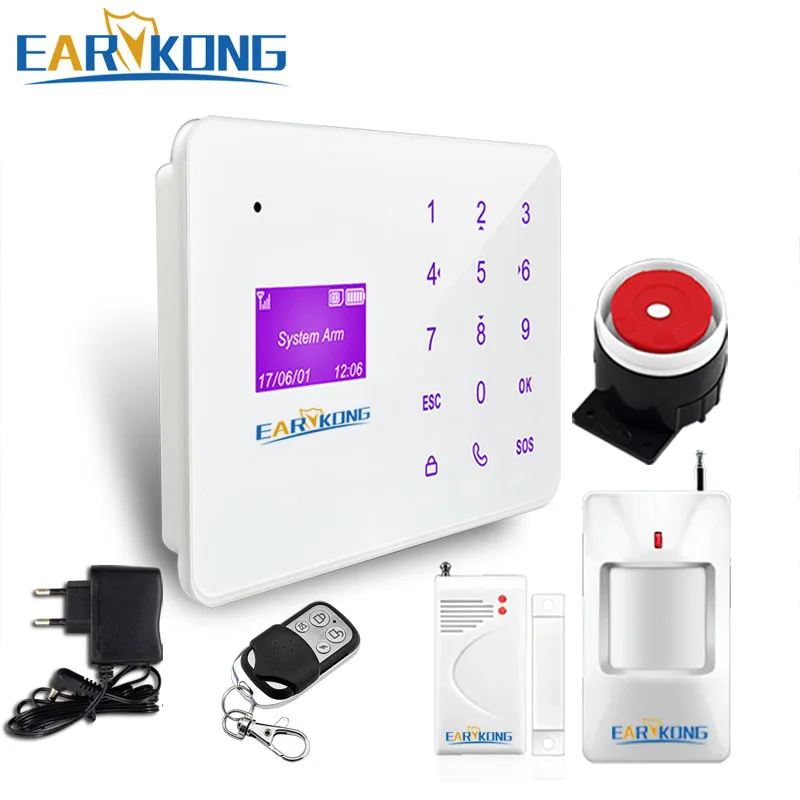 

Earykong Wireless 433MHz GSM Alarm System Wireless door window detector alarm Support English French