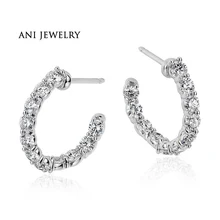 ANI с металлическим ремешком регулируемой длины, из белого золота 18 карат Для женщин круглые серьги 1,98 КТ Сертифицированный I/S1 натуральный со стразами для невесты серьги Модные круглые Bijoux(украшения своими руками) для женщин