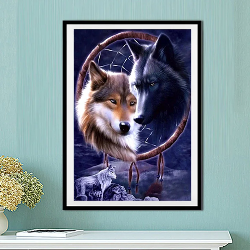 

5D Diamond Painting Necklace Wolf Pattern Diamond Mosaic Embroidery Cross Stitch Handmade Crafts Home Decoration
